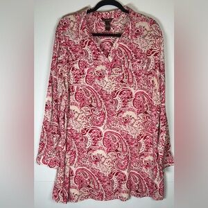 Wear with Tall Boots this Fall! Bit & Bridle Red and Cream Paisley Shirt Dress!